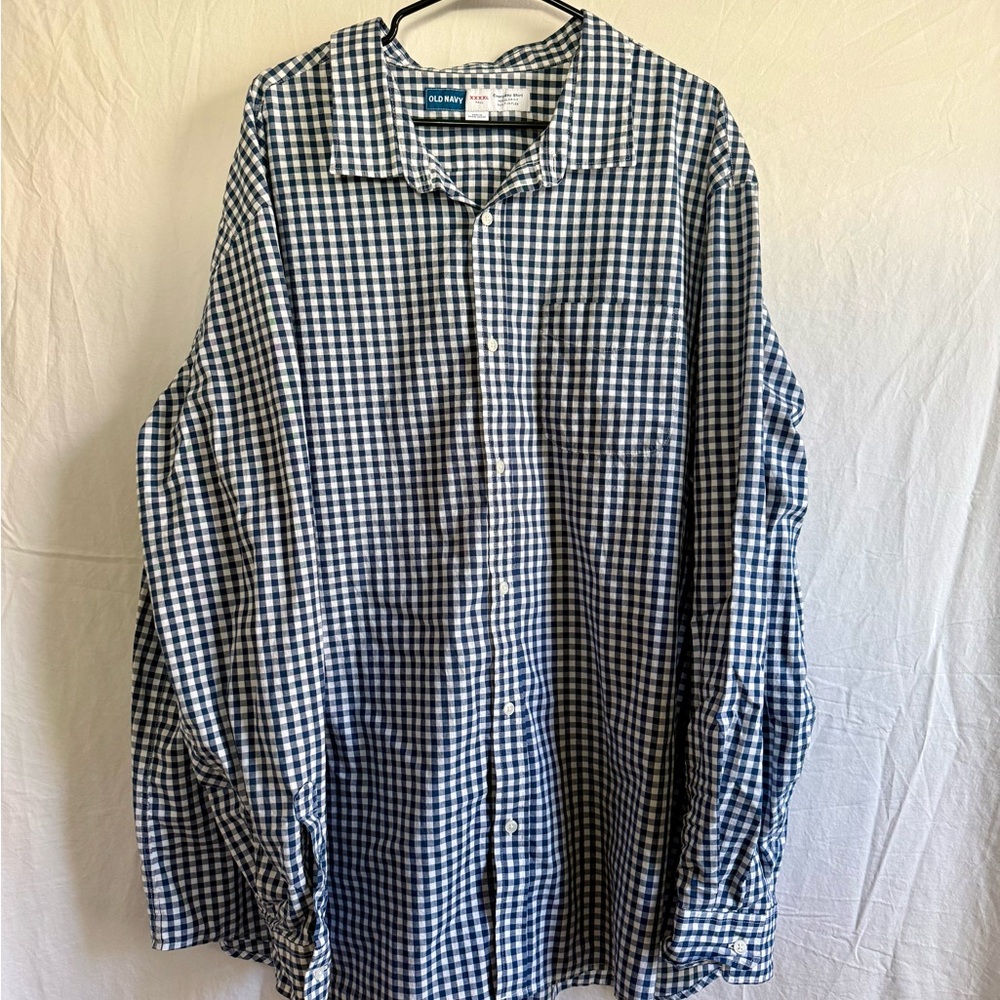 Old Navy Men's Blue Checkered Button Down Shirt